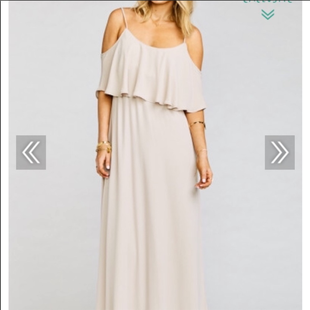 Beige Show Me Your Mumu Caitlin bridesmaid dress